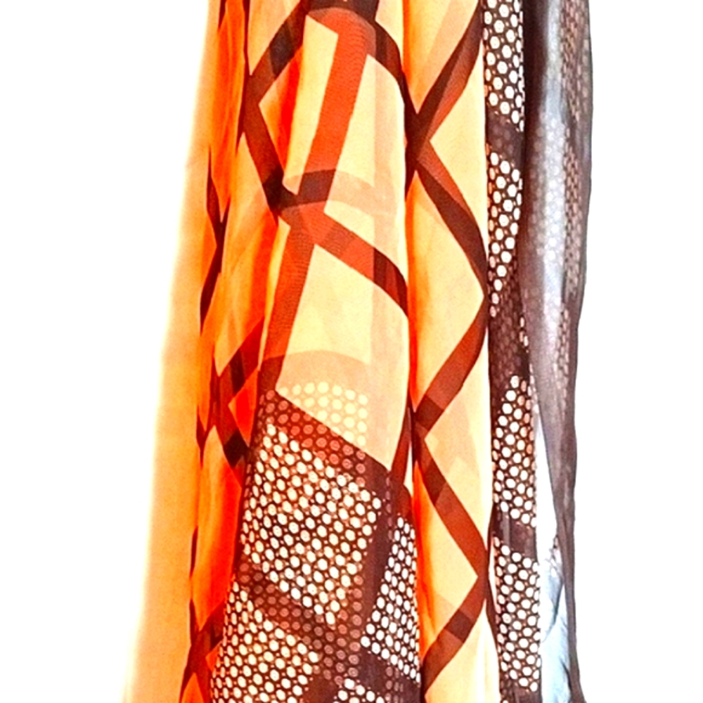 Brown and Black Classic Geo Sheer Summertime Flowing Resort Scarf